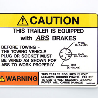 Caution Trailer Equipped with ABS Brakes Decal - Part Number 2062003