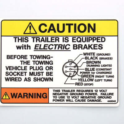 Caution Trailer Equipped with Electric Brakes Decal - Part Number 2062006