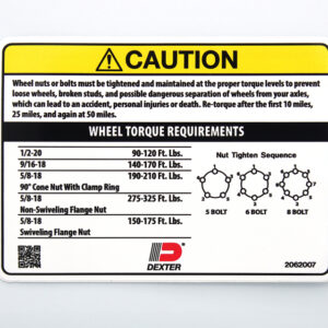 Wheel Torque Requirements Decal - Part Number 2062007
