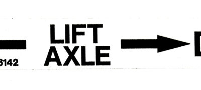 "Lift Axle" Toggle Valve Decal - Part Number 2062142