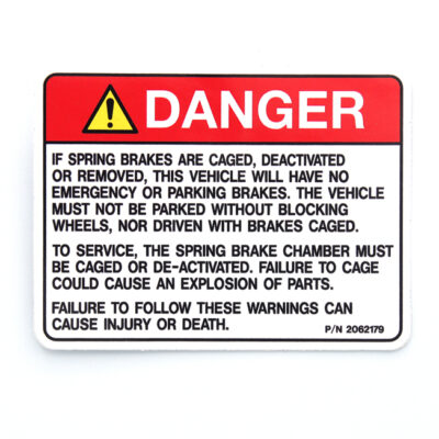 Danger Spring Brakes Decal - Part Number 2062179
