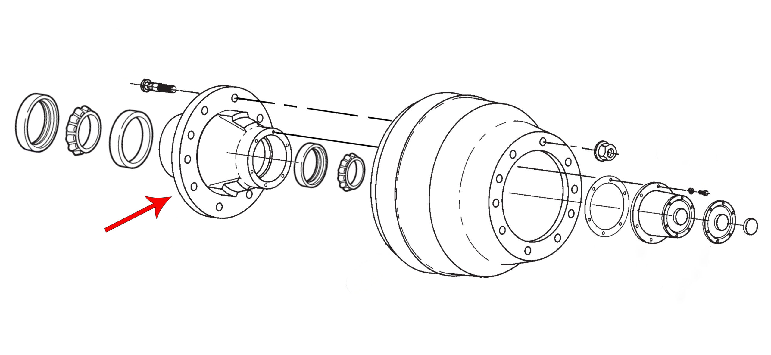 Webb 2023 10-Stud Hub Piloted Hub with Cups and Studs - Part Number 2062290