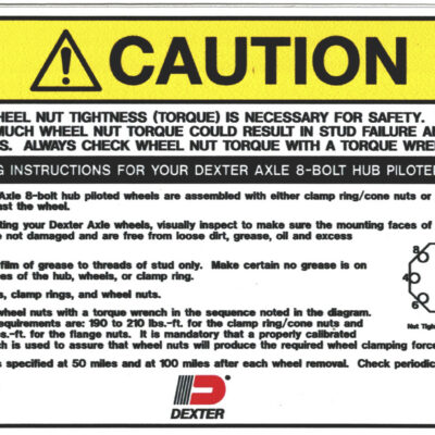 Wheel Torque Decal - Part Number 2062209